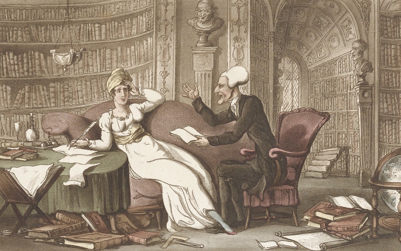 ‘Dr. Syntax with a Blue Stocking Beauty’ (1820). From 'The Third Tour of Doctor Syntax, In Search of a Wife.'